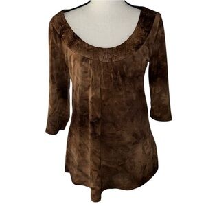 Bobbie Brooks Brown Tie Dye Sequin Detail Fall Top Size Medium